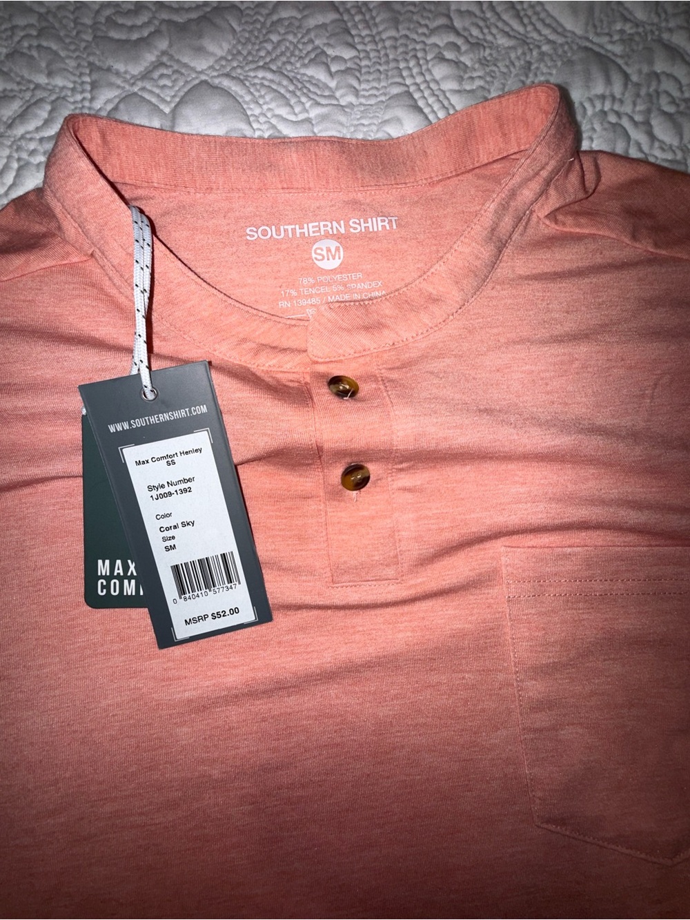 The Southern Shirt Company Coral Henley Dress Shirt